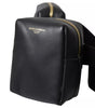 Dolce & Gabbana Black Calfskin Leather Double Waist Belt Fanny Pack Bag