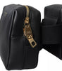 Dolce & Gabbana Black Calfskin Leather Double Waist Belt Fanny Pack Bag