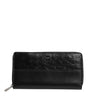 Portefeuille continental zippé en cuir noir Dolce &amp; Gabbana avec plaque logo