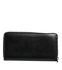 Portefeuille continental zippé en cuir noir Dolce &amp; Gabbana avec plaque logo