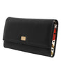 Portefeuille porte-cartes à trois volets en cuir noir Dolce &amp; Gabbana avec plaque logo