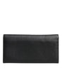 Portefeuille porte-cartes à trois volets en cuir noir Dolce &amp; Gabbana avec plaque logo