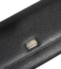 Portefeuille porte-cartes à trois volets en cuir noir Dolce &amp; Gabbana avec plaque logo