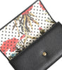 Portefeuille porte-cartes à trois volets en cuir noir Dolce &amp; Gabbana avec plaque logo