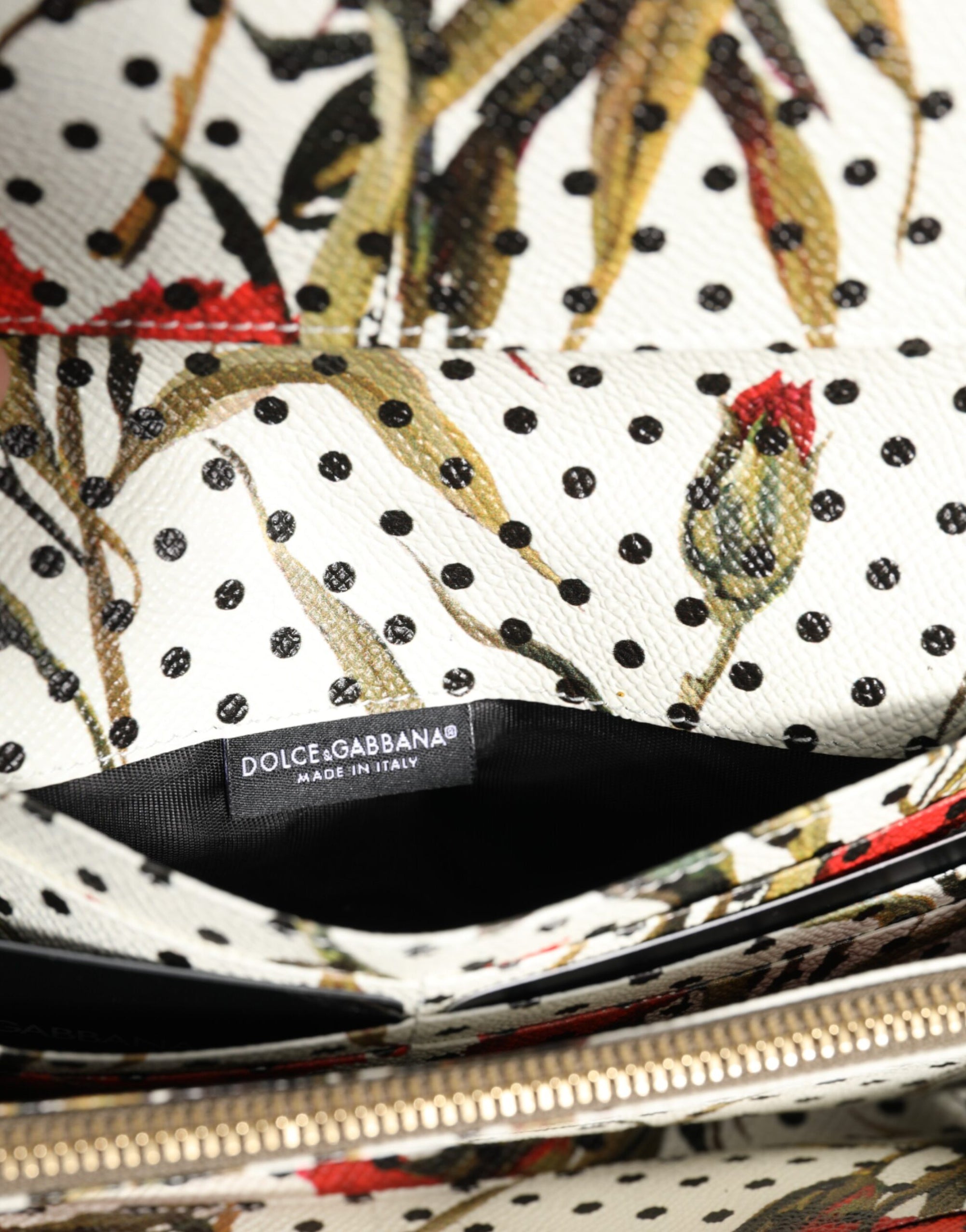 Portefeuille porte-cartes à trois volets en cuir noir Dolce &amp; Gabbana avec plaque logo