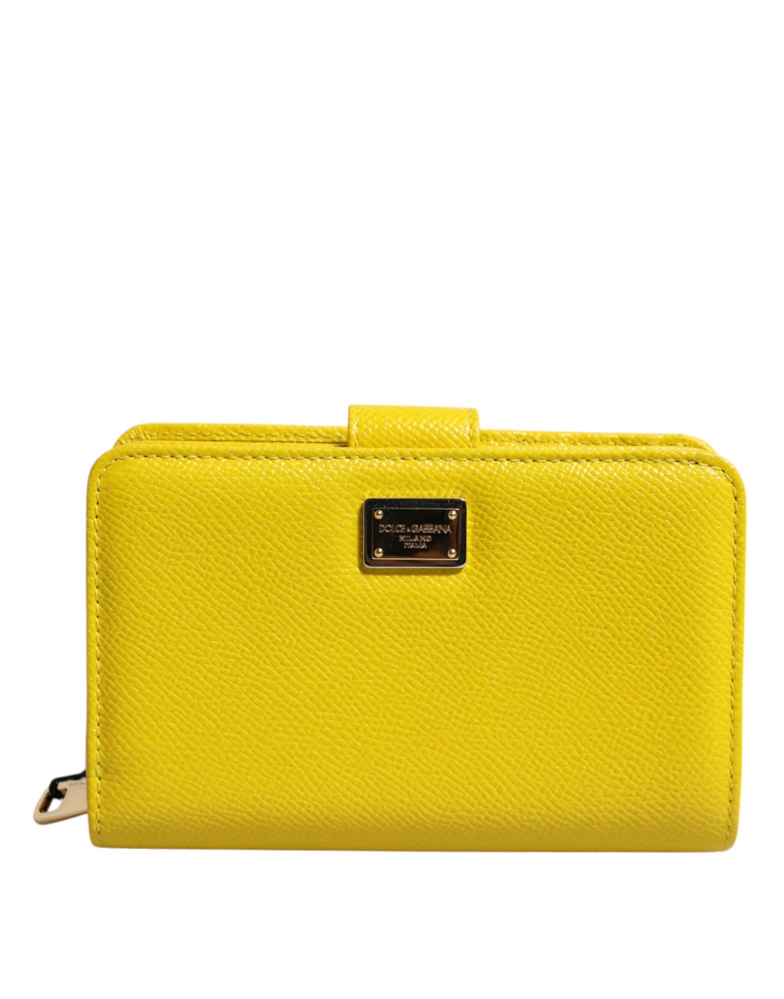 Portefeuille continental à deux volets en cuir jaune Dolce &amp; Gabbana