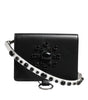 Dolce &amp; Gabbana Black Leather Crystal Embellished Card Holder Wallet