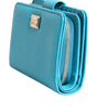 Dolce & Gabbana Light Blue Leather Bifold Continental Clutch Wallet