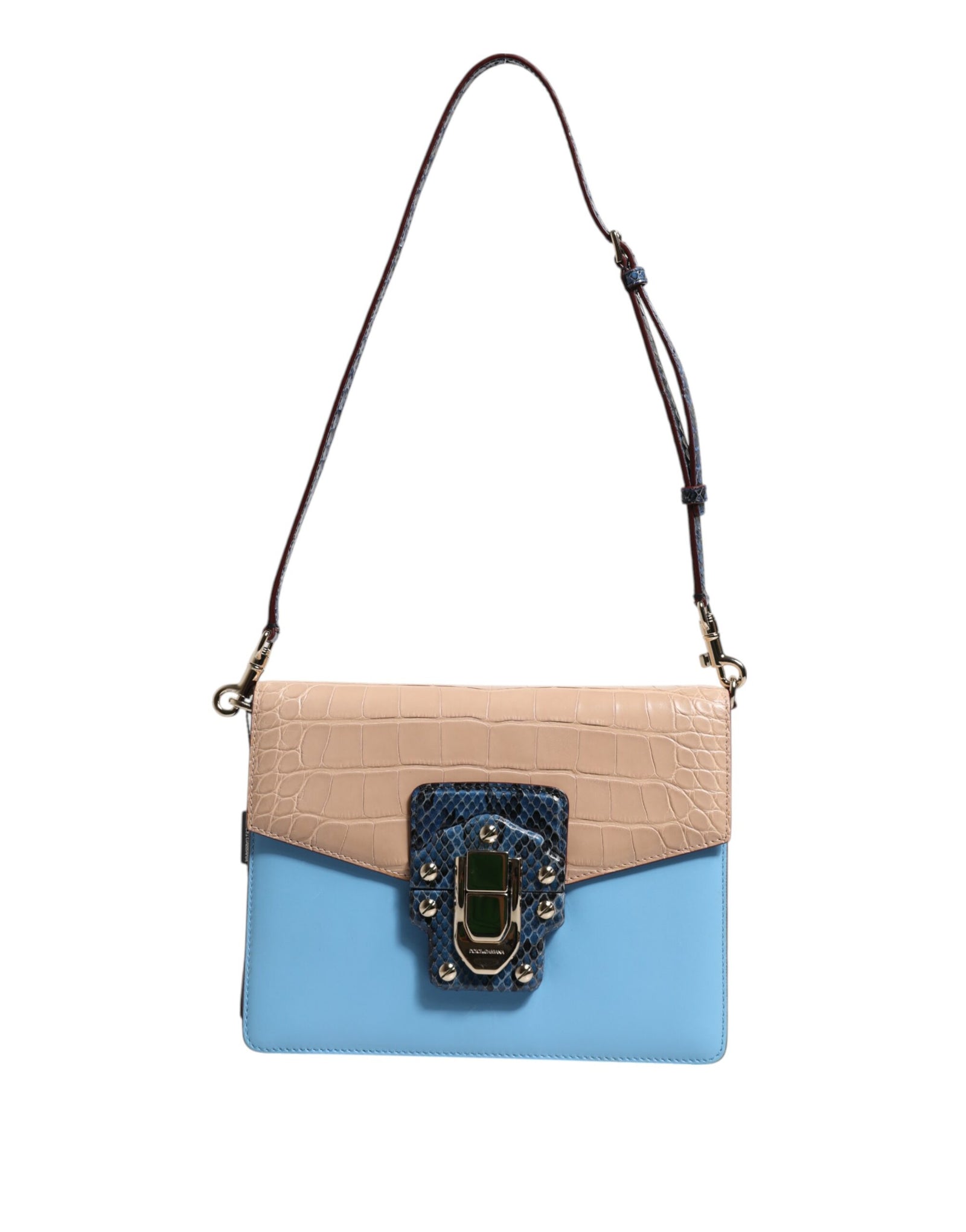 Sac bandoulière Dolce &amp; Gabbana LUCIA en cuir exotique bleu beige