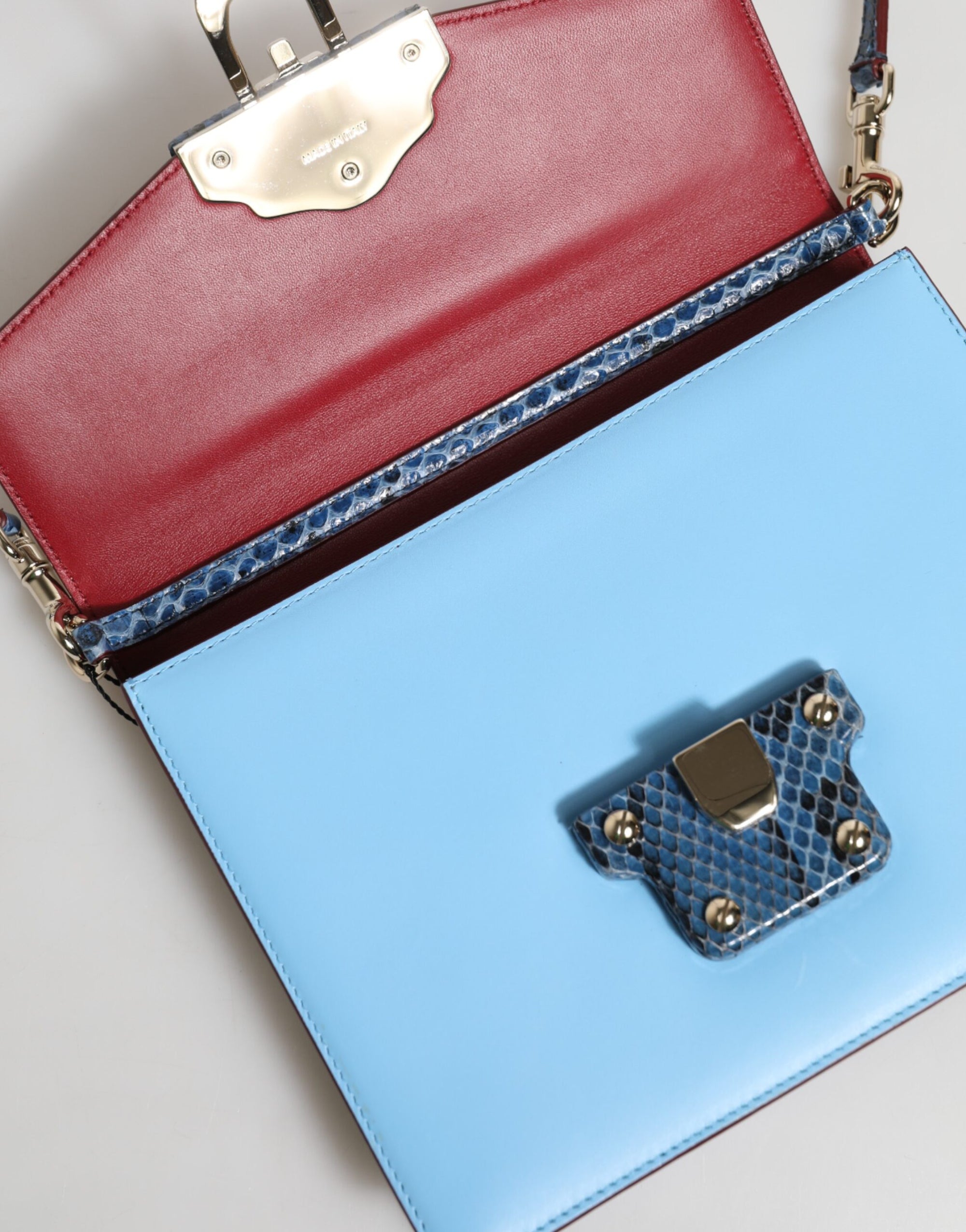 Sac bandoulière Dolce &amp; Gabbana LUCIA en cuir exotique bleu beige