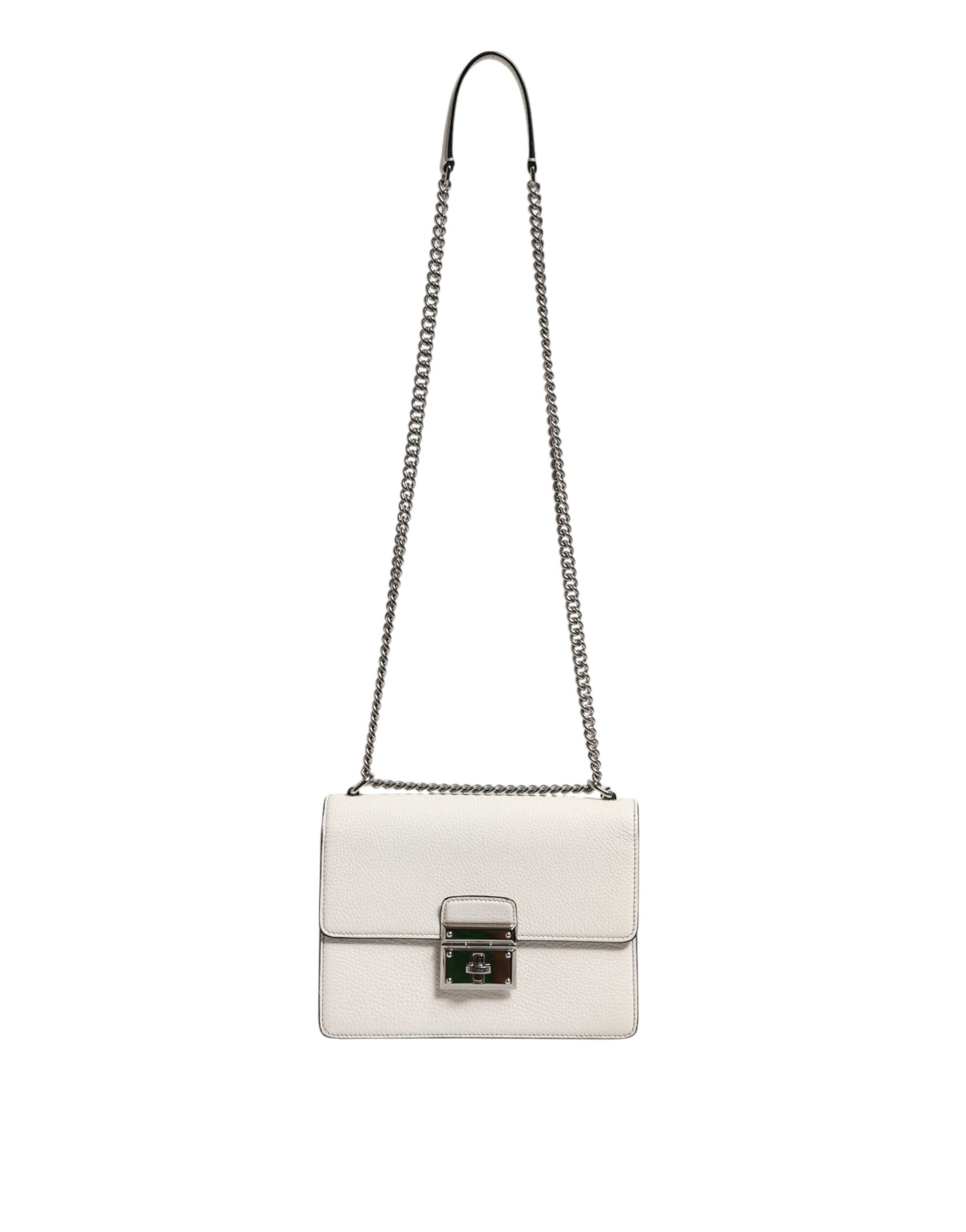 Dolce & Gabbana White Rosalia Small Calfskin Chain Shoulder Strap Bag
