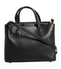 Dolce & Gabbana Black Calf Leather Logo Plaque Shoulder Tote Bag