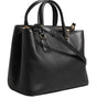 Dolce & Gabbana Black Calf Leather Logo Plaque Shoulder Tote Bag