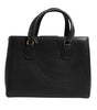 Dolce & Gabbana Black Calf Leather Logo Plaque Shoulder Tote Bag