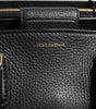 Dolce & Gabbana Black Calf Leather Logo Plaque Shoulder Tote Bag