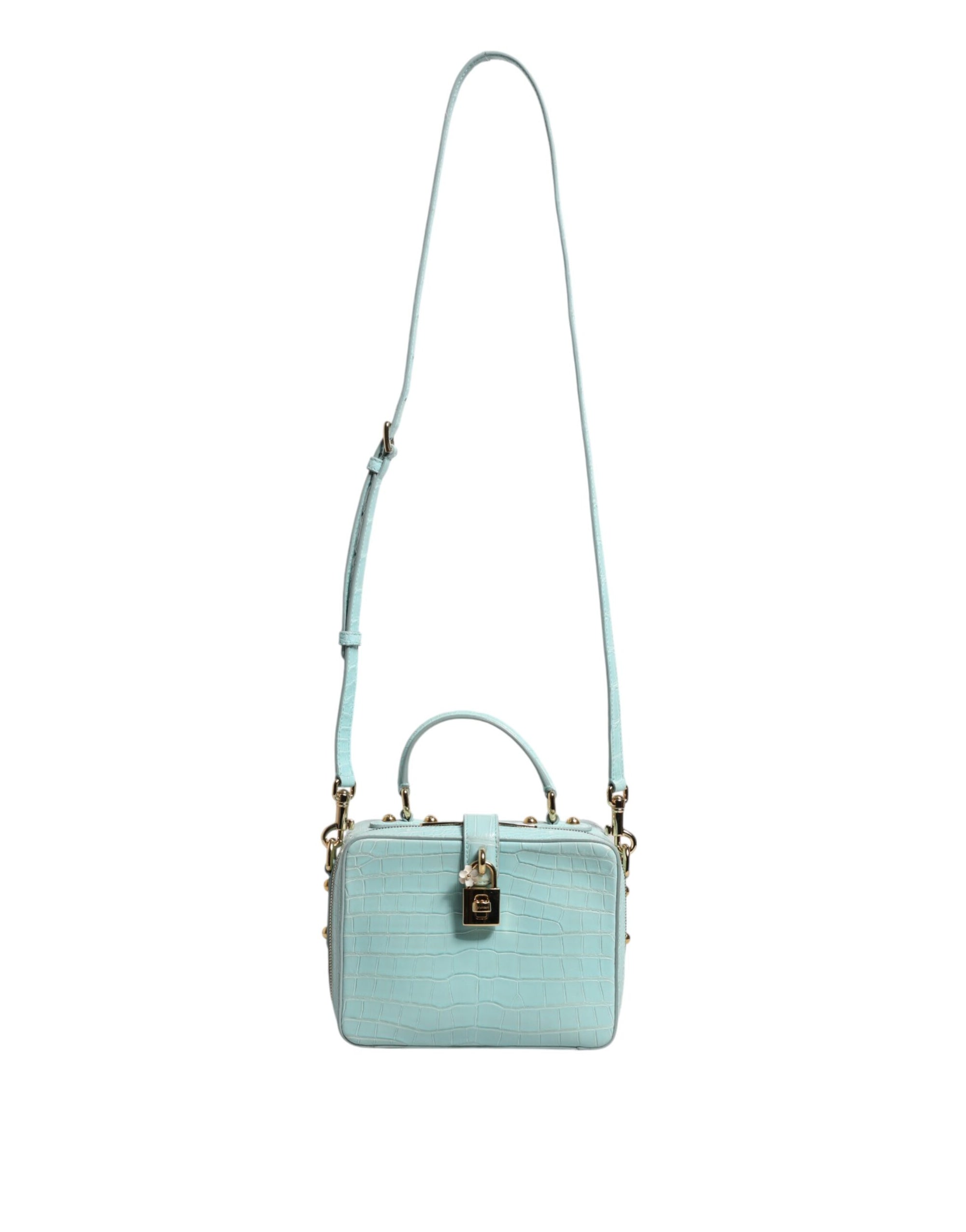Sac à bandoulière en cuir gaufré vert menthe Dolce &amp; Gabbana avec cadenas