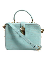 Sac à bandoulière en cuir gaufré vert menthe Dolce &amp; Gabbana avec cadenas