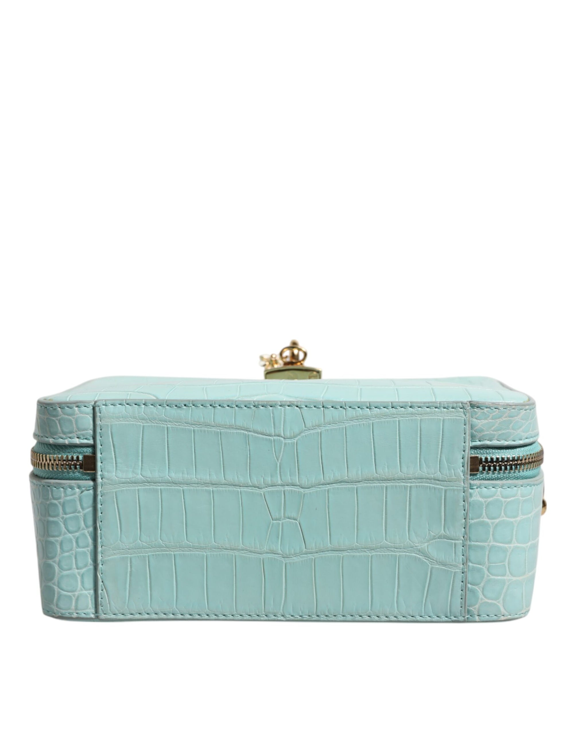 Sac à bandoulière en cuir gaufré vert menthe Dolce &amp; Gabbana avec cadenas