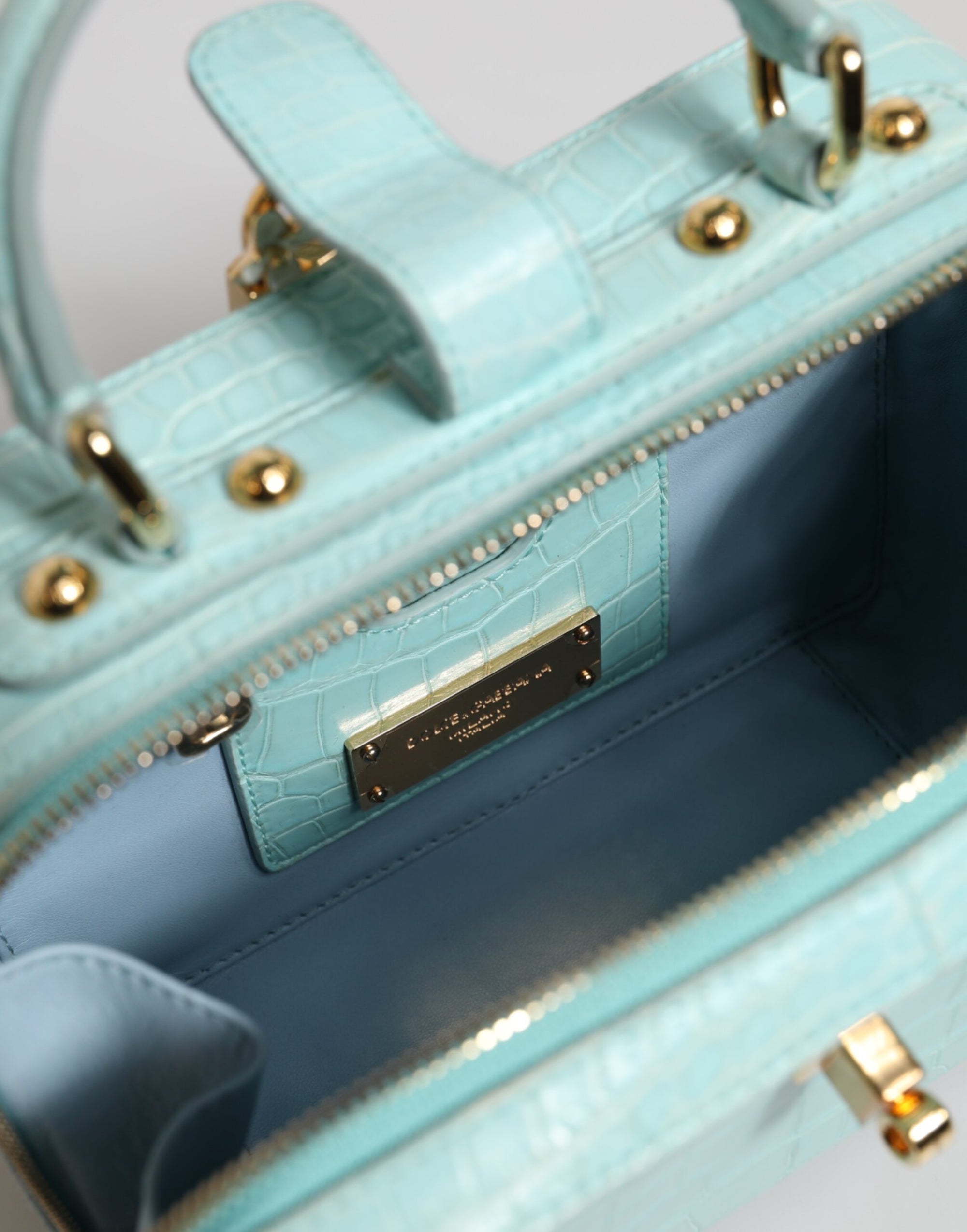 Sac à bandoulière en cuir gaufré vert menthe Dolce &amp; Gabbana avec cadenas