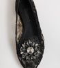 Dolce &amp; Gabbana Black Taormina Lace Crystals Flats Shoes
