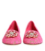 Dolce &amp; Gabbana Pink Taormina Lace Crystals Flats Shoes
