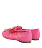 Dolce &amp; Gabbana Pink Taormina Lace Crystals Flats Shoes
