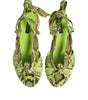 Dolce & Gabbana Green Python Print Ankle Strap Flats Shoes