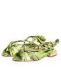 Dolce & Gabbana Green Python Print Ankle Strap Flats Shoes