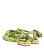Dolce & Gabbana Green Python Print Ankle Strap Flats Shoes