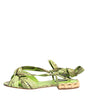 Dolce & Gabbana Green Python Print Ankle Strap Flats Shoes