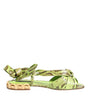 Dolce & Gabbana Green Python Print Ankle Strap Flats Shoes