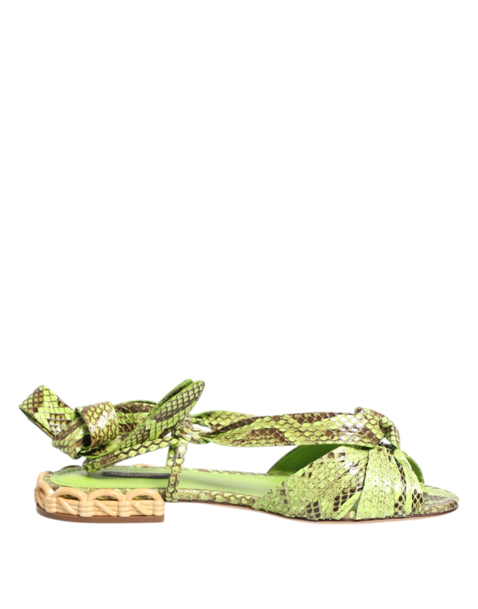 Chaussures plates à bride cheville Dolce &amp; Gabbana à imprimé python vert