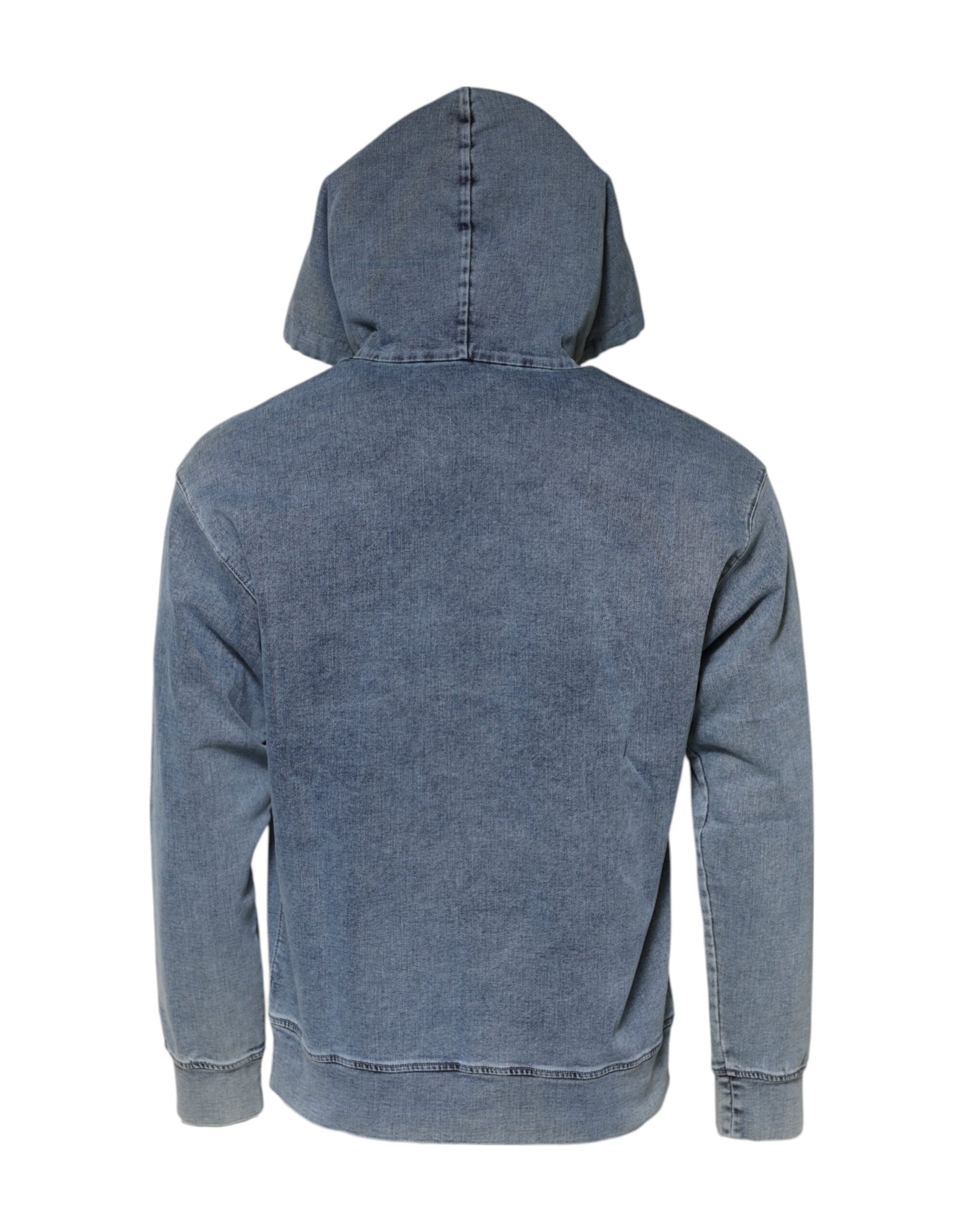 Dolce & Gabbana Blue Cotton Blend Hooded Sweatshirt Sweater