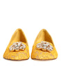 Dolce & Gabbana Yellow Taormina Lace Crystals Flats Shoes