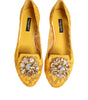 Dolce & Gabbana Yellow Taormina Lace Crystals Flats Shoes