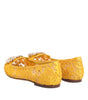 Dolce & Gabbana Yellow Taormina Lace Crystals Flats Shoes