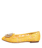 Dolce & Gabbana Yellow Taormina Lace Crystals Flats Shoes