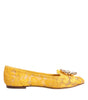 Dolce & Gabbana Yellow Taormina Lace Crystals Flats Shoes