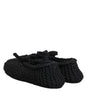 Dolce &amp; Gabbana Black Wool Knit Slip On Ballerina Flats Shoes