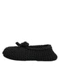 Dolce &amp; Gabbana Black Wool Knit Slip On Ballerina Flats Shoes