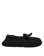 Dolce &amp; Gabbana Black Wool Knit Slip On Ballerina Flats Shoes