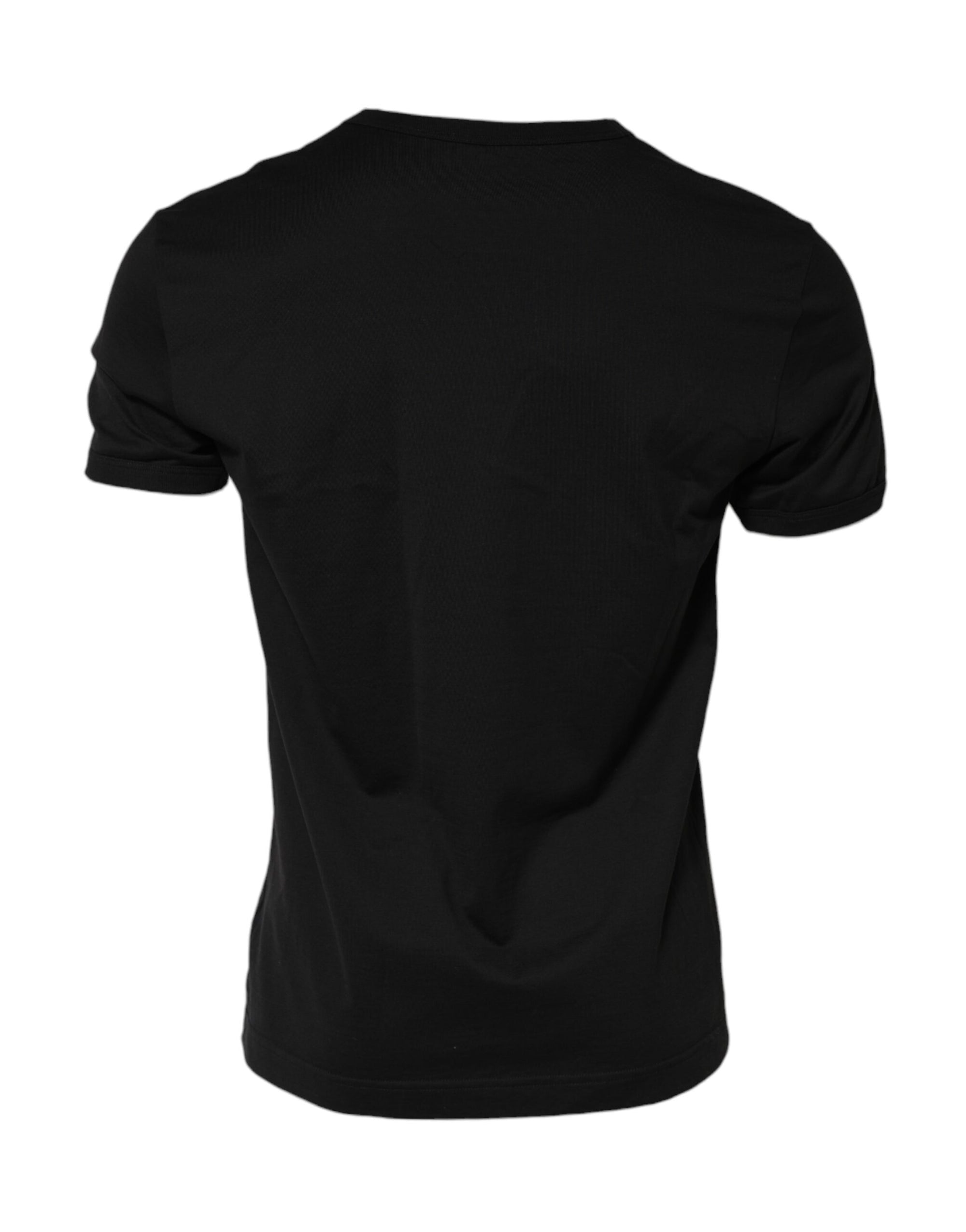 Dolce & Gabbana Black Logo Patch Cotton Crew Neck T-shirt