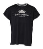Dolce & Gabbana Dark Blue Venezia Crown Cotton Crew Neck T-shirt