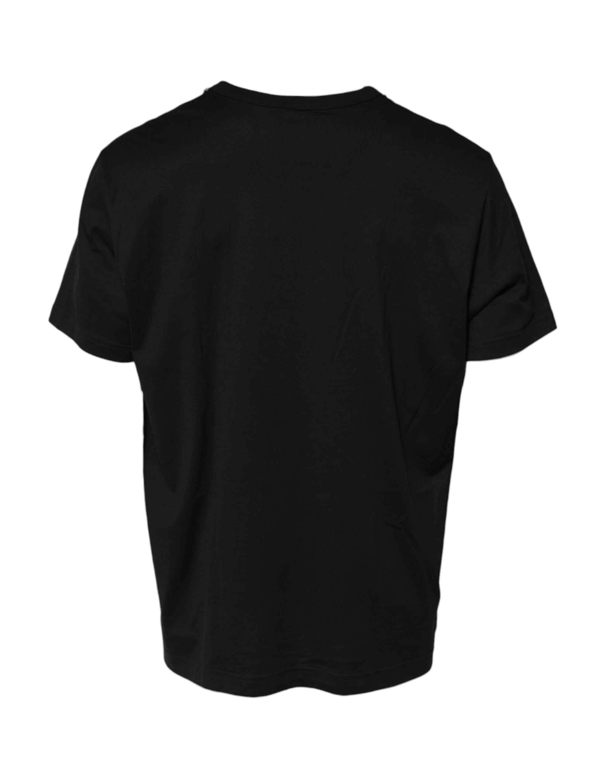 Dolce & Gabbana Black Chain Necklace Cotton Crewneck T-shirt