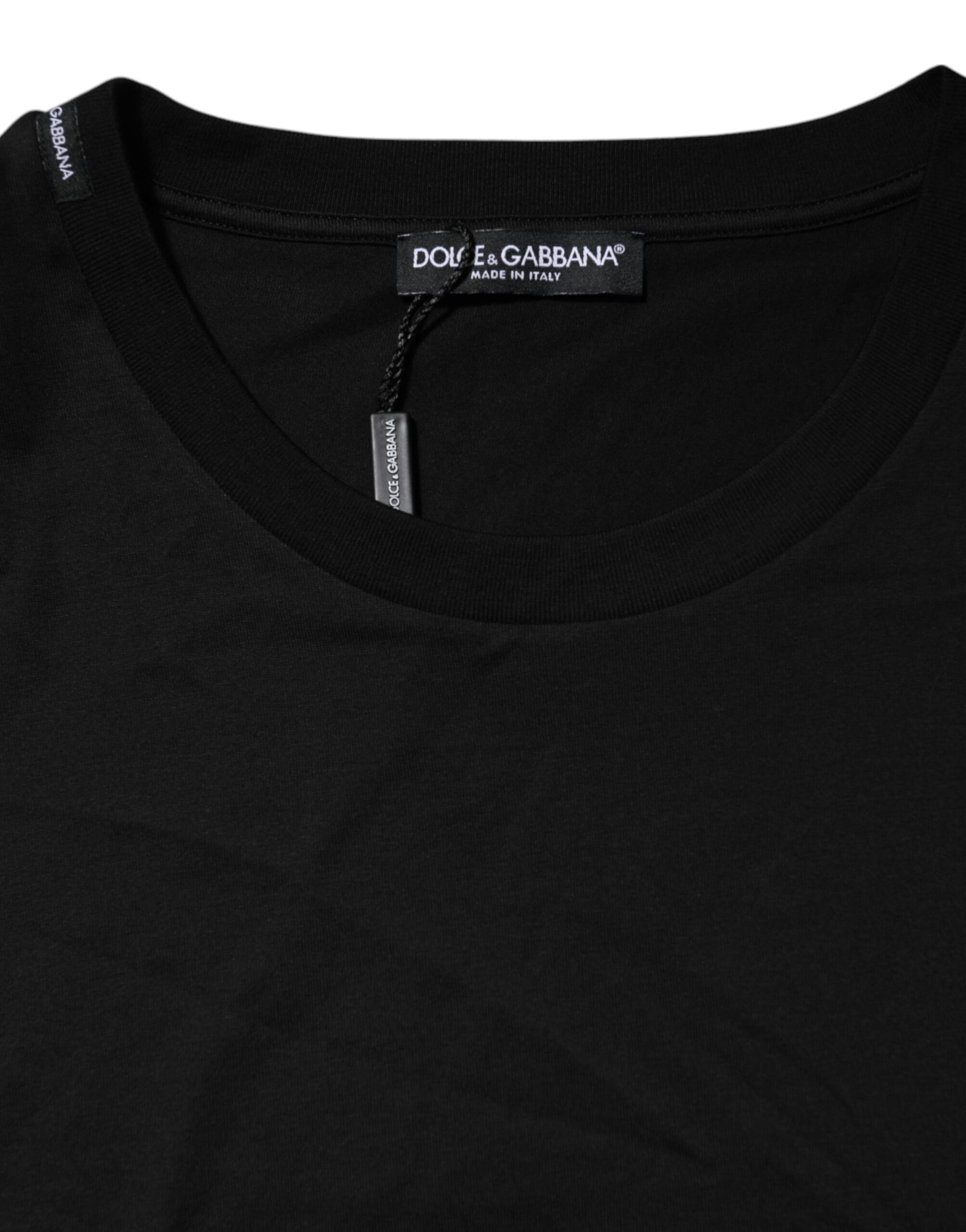 Dolce &amp; Gabbana Black Cotton Crew Neck Short Sleeves T-shirt
