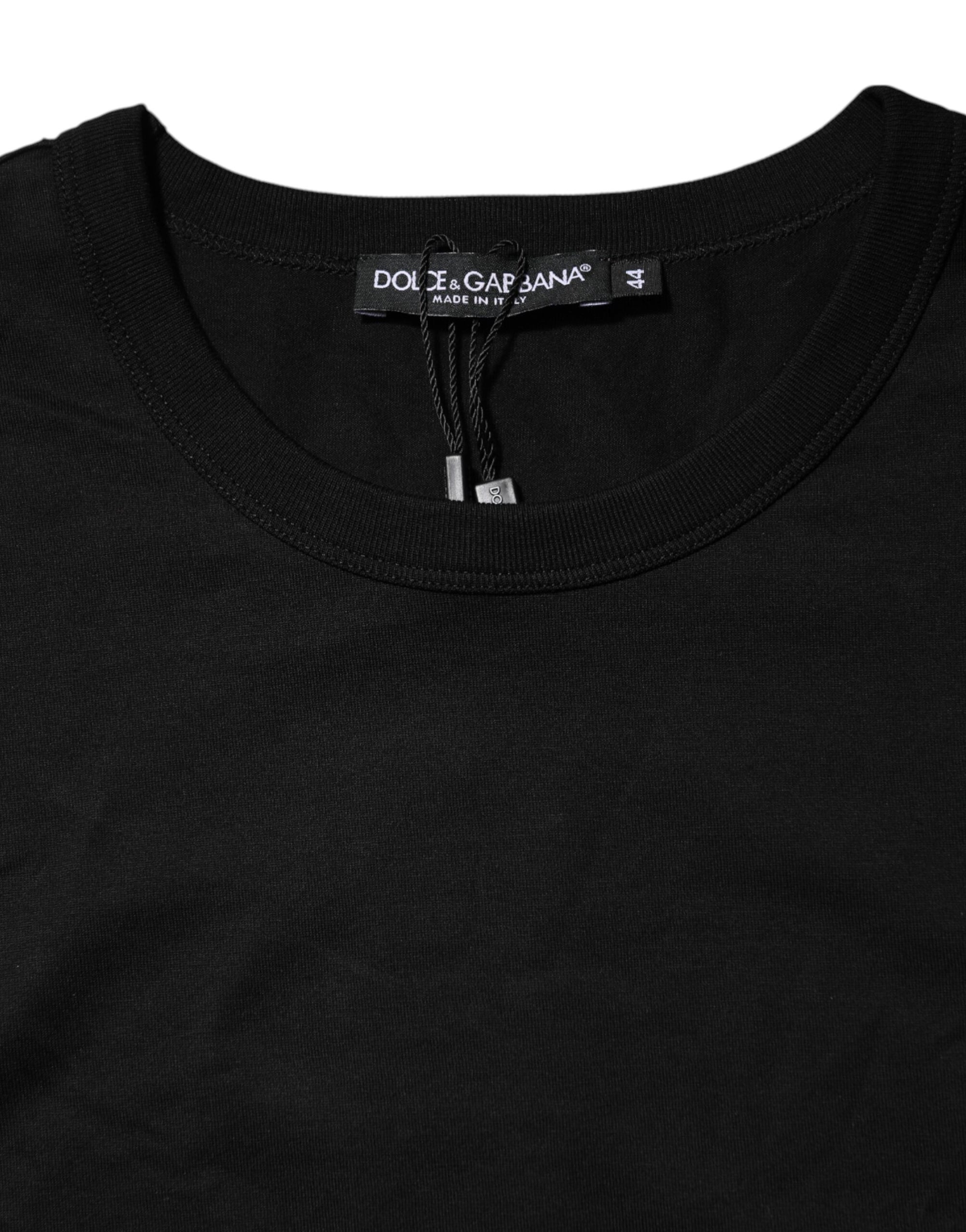 T-shirt ras du cou à manches courtes en coton noir Dolce &amp; Gabbana