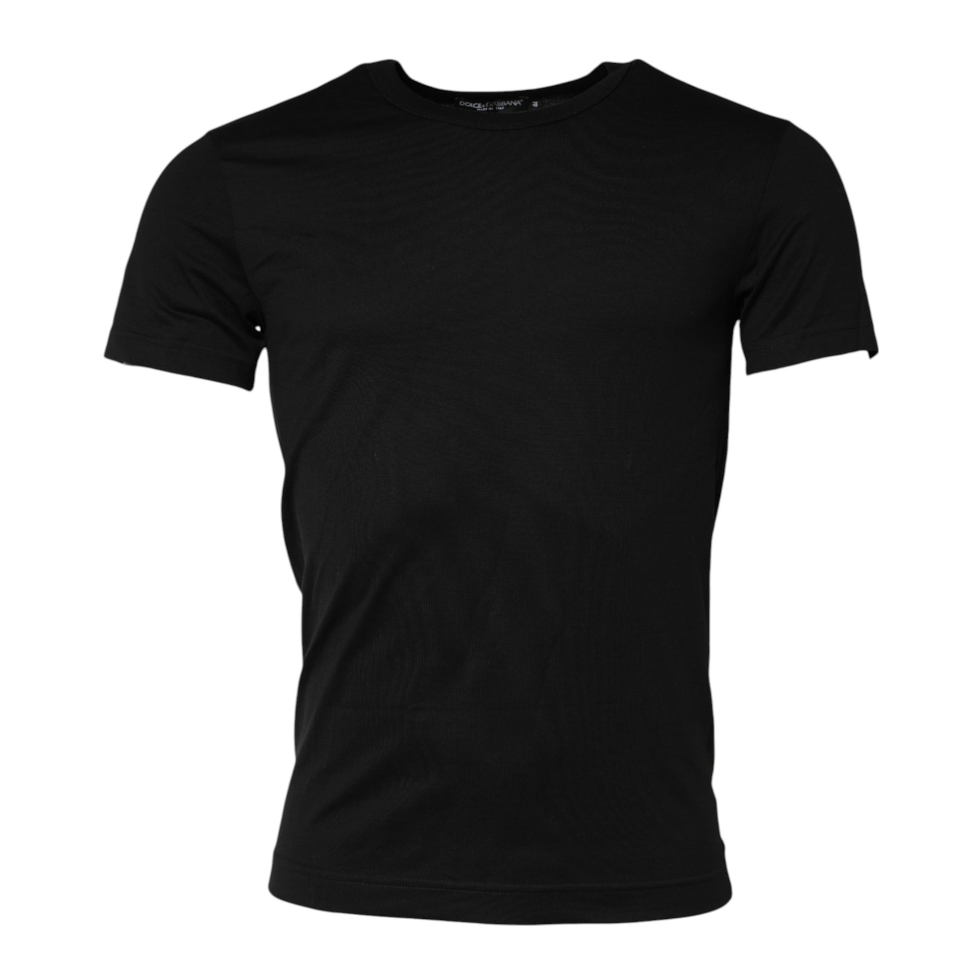 T-shirt ras du cou à manches courtes en coton noir Dolce &amp; Gabbana