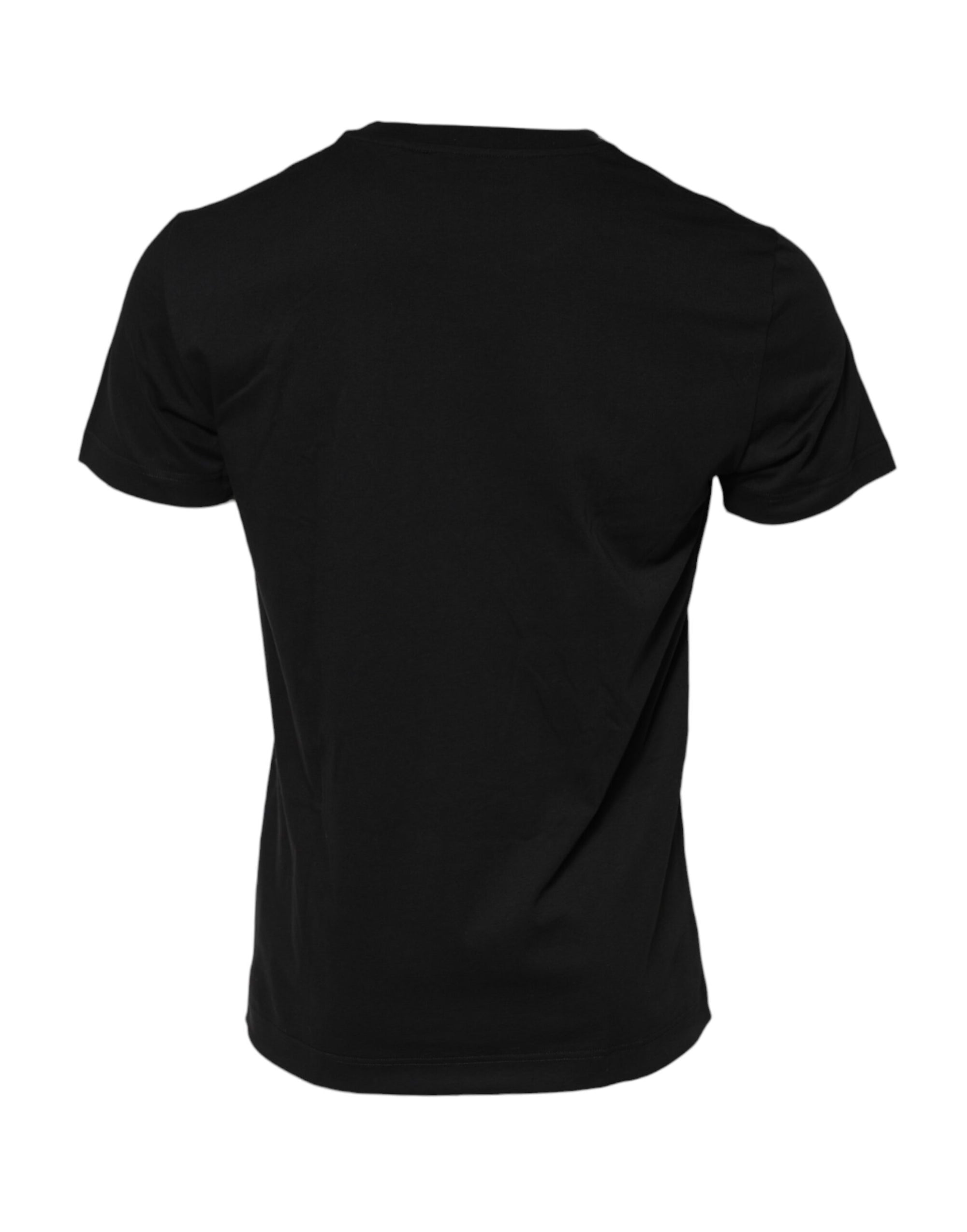 Dolce & Gabbana Black Logo Plaque Cotton Crew Neck T-shirt