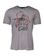 T-shirt ras du cou en coton gris à imprimé graphique Dolce &amp; Gabbana