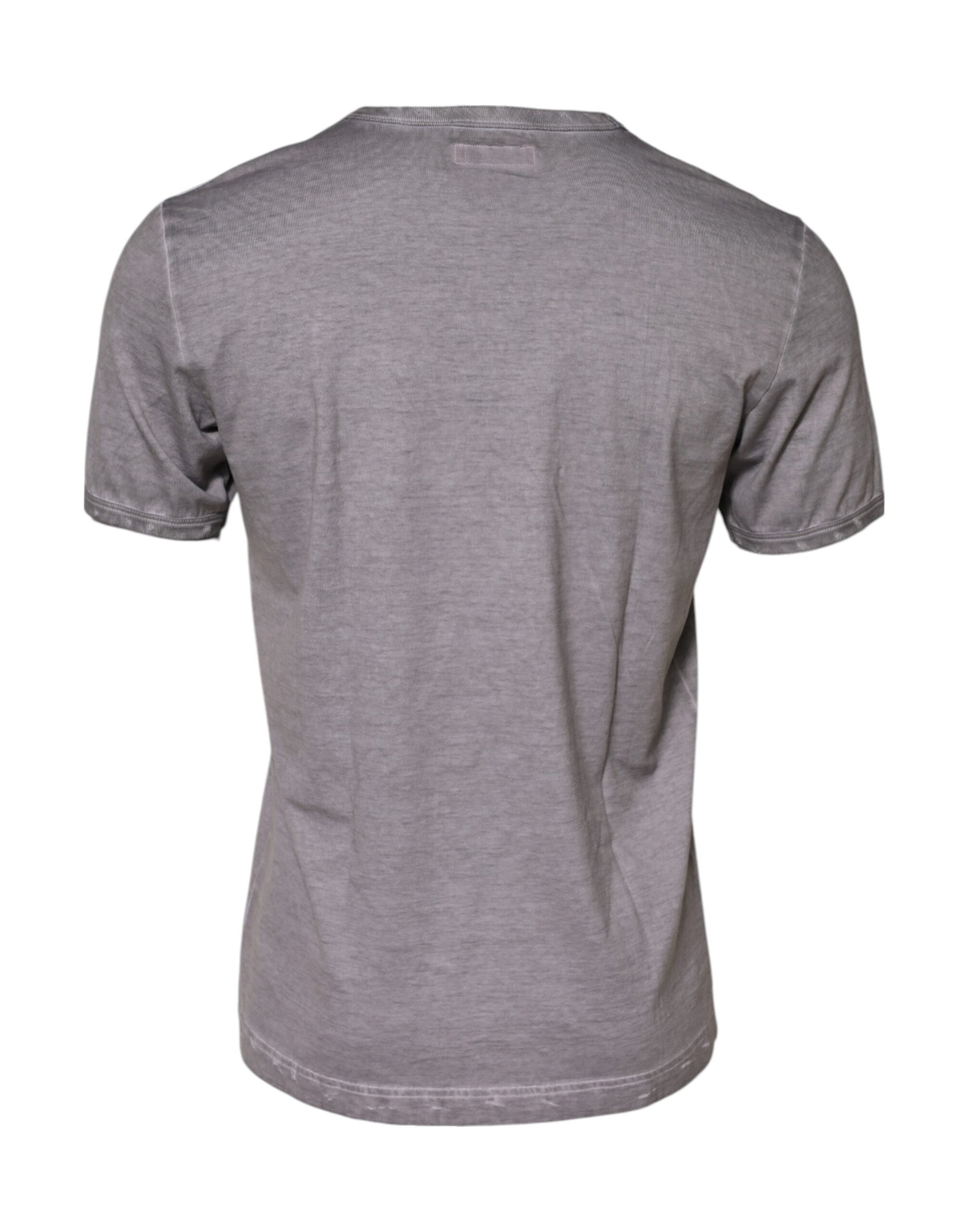 T-shirt ras du cou en coton gris à imprimé graphique Dolce &amp; Gabbana